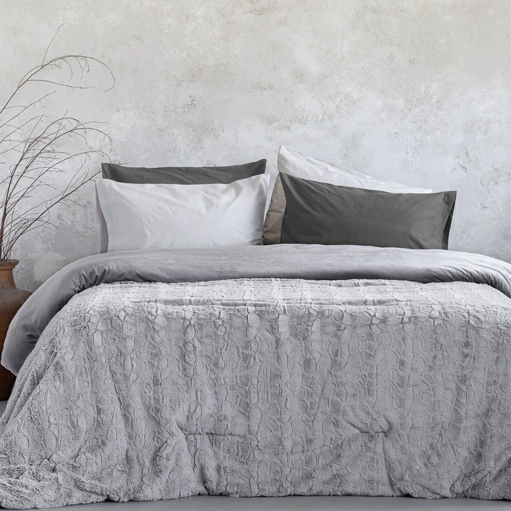 Κουβερτοπάπλωμα Υπέρδιπλο (220x240) Nima Velure Light Grey