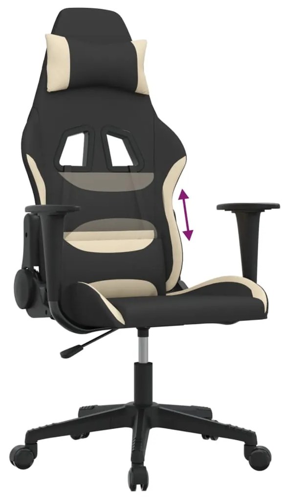 vidaXL Καρέκλα Gaming Μαύρη και Κρεμ Υφασμάτινη