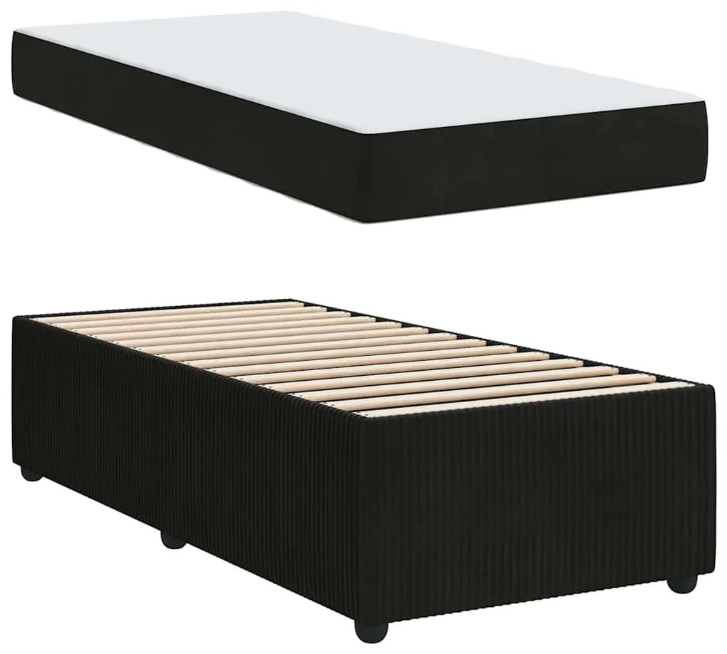 vidaXL Σκελετός κρεβατιού με στρώμα Άλλο Μαύρο 90 x 190 cm Βελούδο