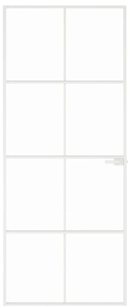 vidaXL Εσωτερική Πόρτα Λευκή 83x201,5 εκ. Ψημένο Γυαλί&Λεπτό Αλουμίνιο