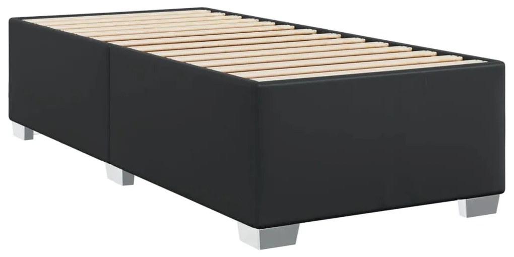 vidaXL Κρεβάτι Boxspring με Στρώμα Μαύρο 100x200εκ.από Συνθετικό Δέρμα