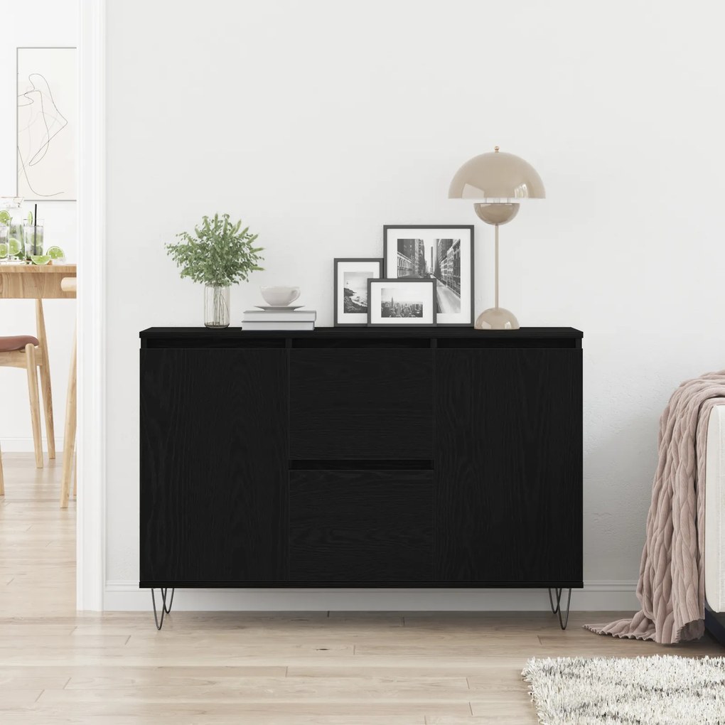 vidaXL Μπουφέ Μαύρο Δρυς 101,5x35x70 εκ Επεξεργασμένο Ξύλο