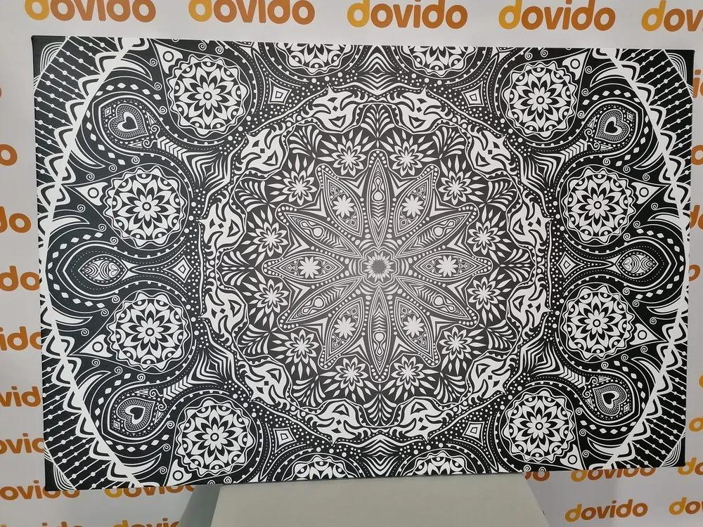 Εικόνα διακοσμητικό Mandala με δαντέλα σε μαύρο & άσπρο - 90x60