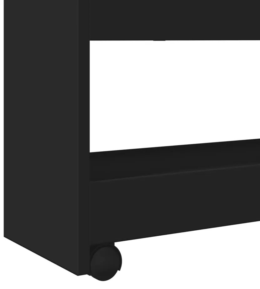 vidaXL Τρόλεϊ Αποθήκευσης Στενό 4 Επιπέδων Μαύρο Επεξεργασμένο Ξύλο