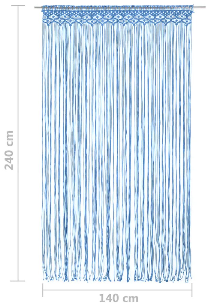 Κουρτίνα Μακραμέ Μπλε 140 x 240 εκ. Βαμβακερή - Μπλε