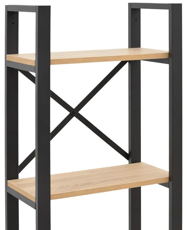 Βιβλιοθήκη Crimson pakoworld σε oak-μαύρη απόχρωση 50x22x150εκ (1 τεμάχια)