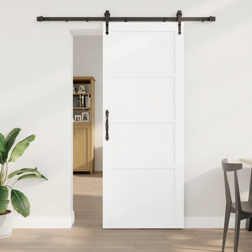 vidaXL Συρόμενη Πόρτα με Σετ Υλικών Λευκό 83x211 cm Ξύλο Πεύκου