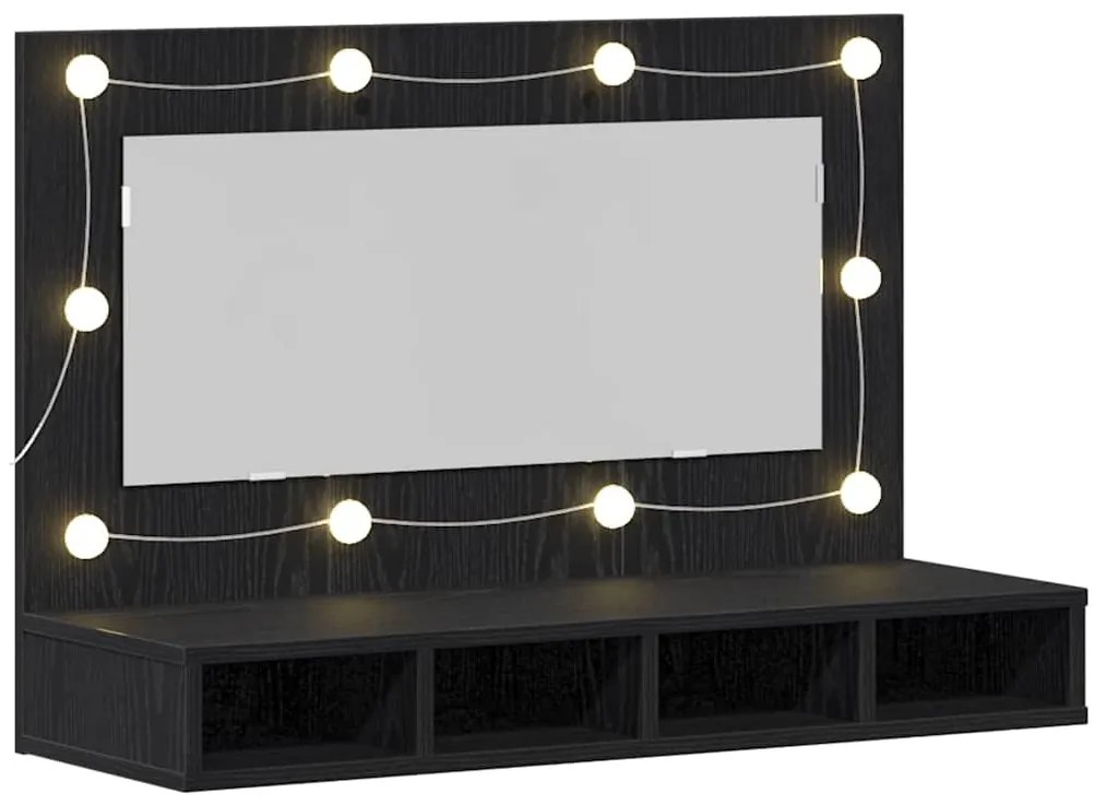 vidaXL Ντουλάπα Καθρέφτη με ράφι Μαύρη δρυς 90 x 31.5 x 62 εκ.