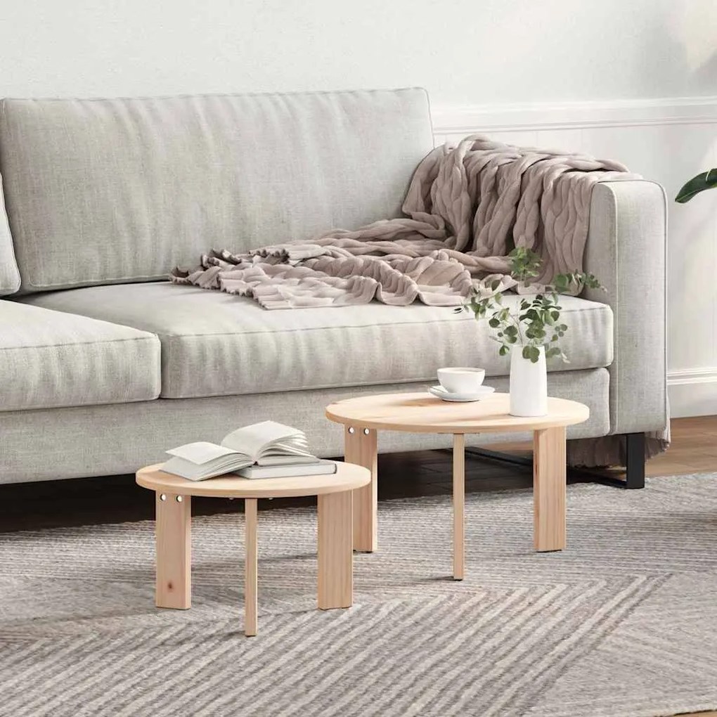 vidaXL Τραπεζάκι σαλονιού 2 pcs Φυσικό 47.5 x 47.5 x 27 εκ.