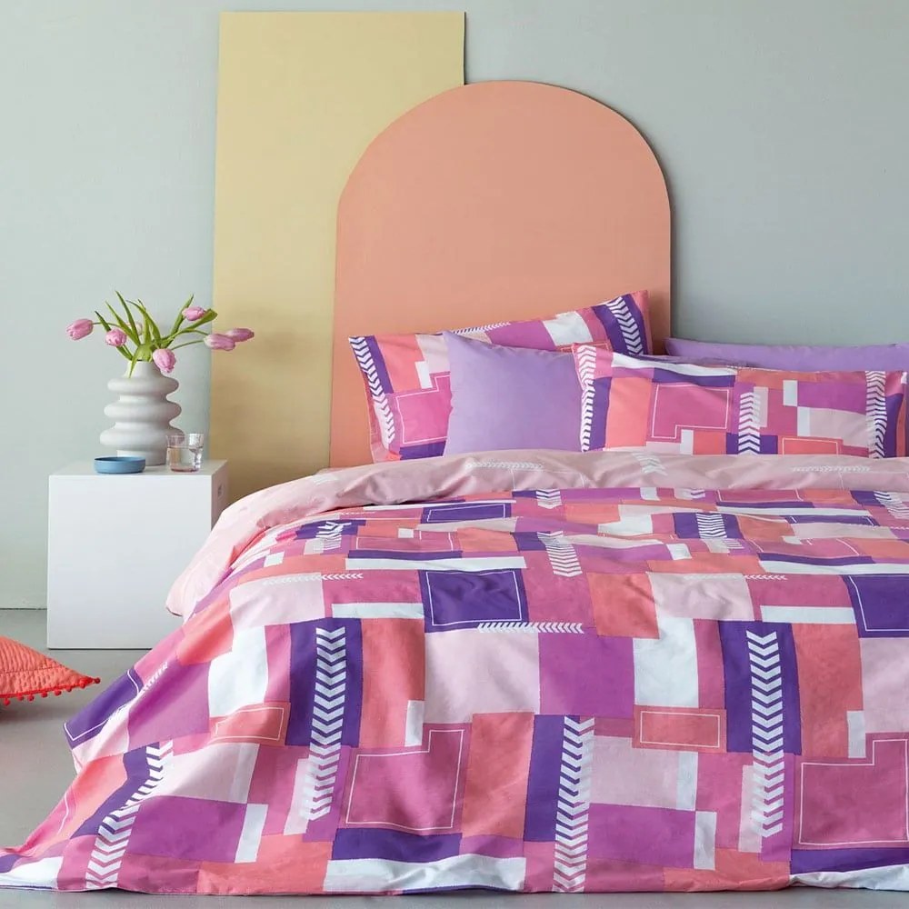 Σεντόνια FL6189 (Σετ 4τμχ) Pink Palamaiki Υπέρδιπλο 240x260CM 100% Βαμβάκι