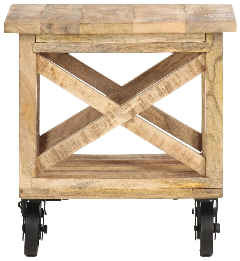 vidaXL Βοηθητικό Τραπέζι με Ρόδες 40x40x42 εκ. Ακατέργαστο Ξύλο Μάνγκο