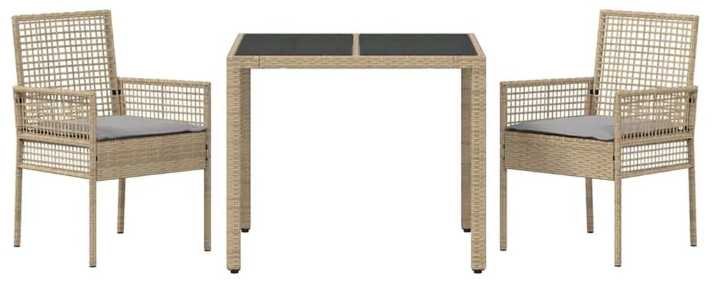 vidaXL Σέτ φαγητού για κήπο 3 pcs Μπεζ συνθετικό ρατάν