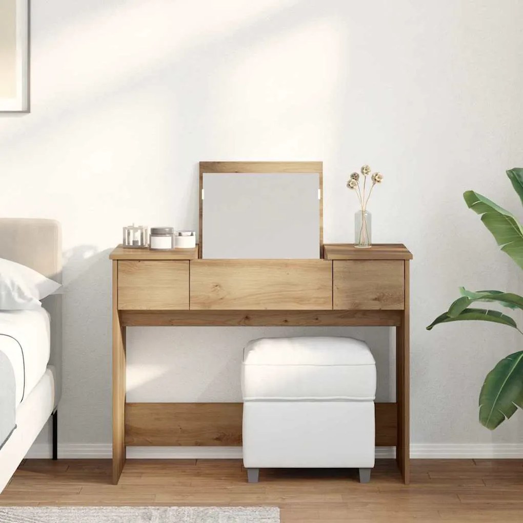 vidaXL Τραπέζι Μακιγιάζ με Καθρέπτη Δρυός 100x45x76 εκ.