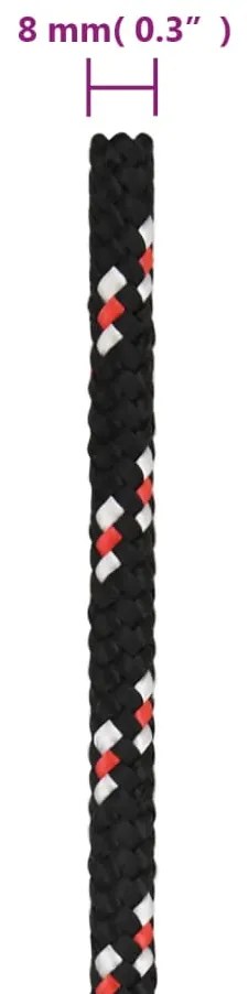 vidaXL Σχοινί Ναυτιλίας Μαύρο 8 χιλ. 50 μ. από Πολυπροπυλένιο