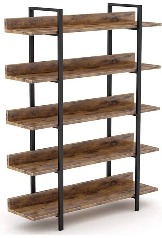 Βιβλιοθήκη Almond pakoworld καρυδί-μαύρο 119x27x185εκ