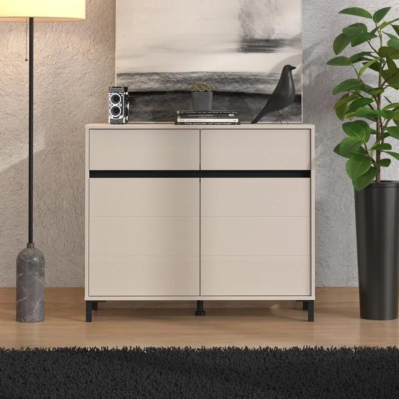 Μπουφές - Κομότα MARRON 106 2K2F2V Cashmere - Μαύρο 106x40x90εκ. 106x40x90 εκ.