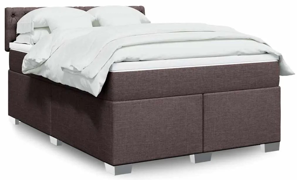 vidaXL Κρεβάτι Boxspring με Στρώμα Σκούρο Καφέ 140x190 εκ. Υφασμάτινο