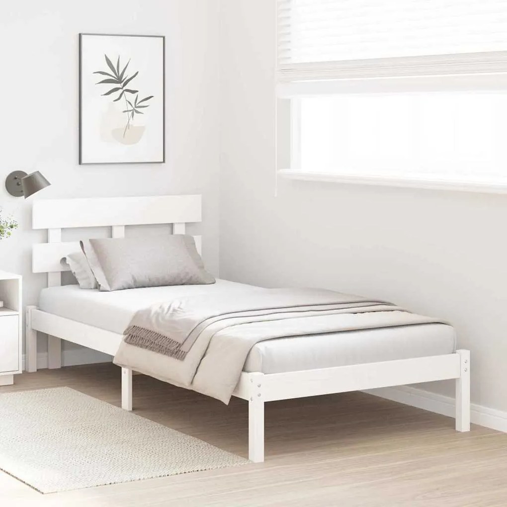 vidaXL Σκελετός Κρεβατιού Λευκό 80 x 200 cm Μασίφ ξύλο πεύκου