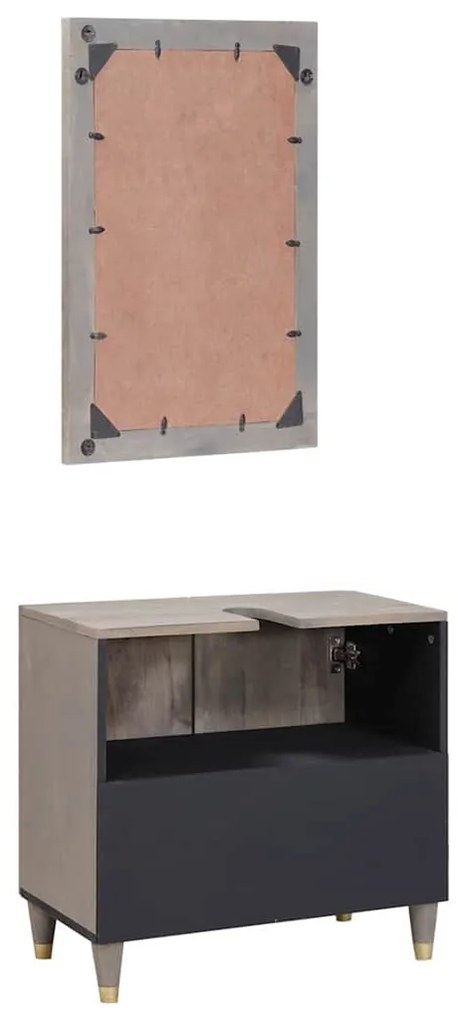 vidaXL Σετ Επίπλων Μπάνιου Επιτοίχιο 2 pcs Γκρι 62 x 33 x 58 εκ.