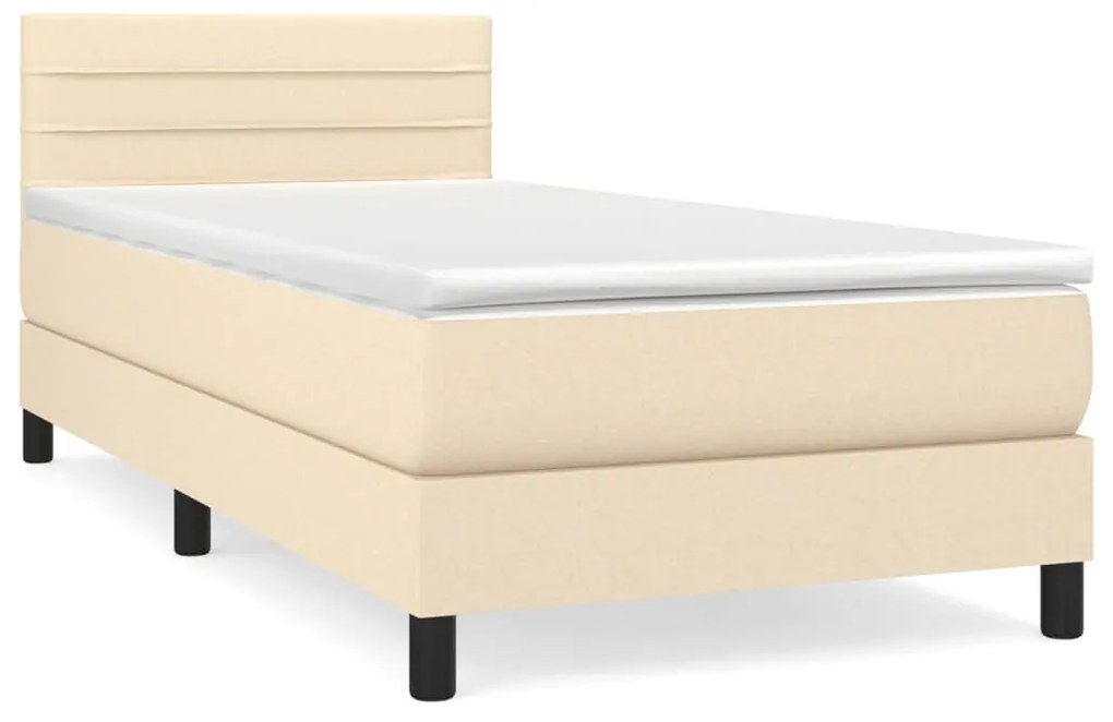 ΚΡΕΒΑΤΙ BOXSPRING ΜΕ ΣΤΡΩΜΑ ΚΡΕΜ 90X190 ΕΚ.ΥΦΑΣΜΑΤΙΝΟ 3140102