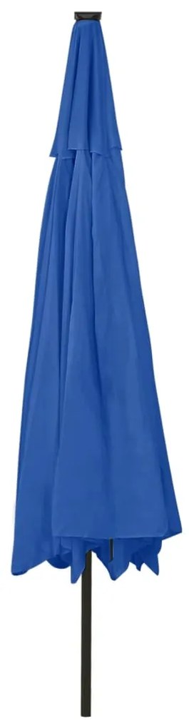 vidaXL Ομπρέλα Κήπου με LED Μπλε Αζούρ 400 εκ.