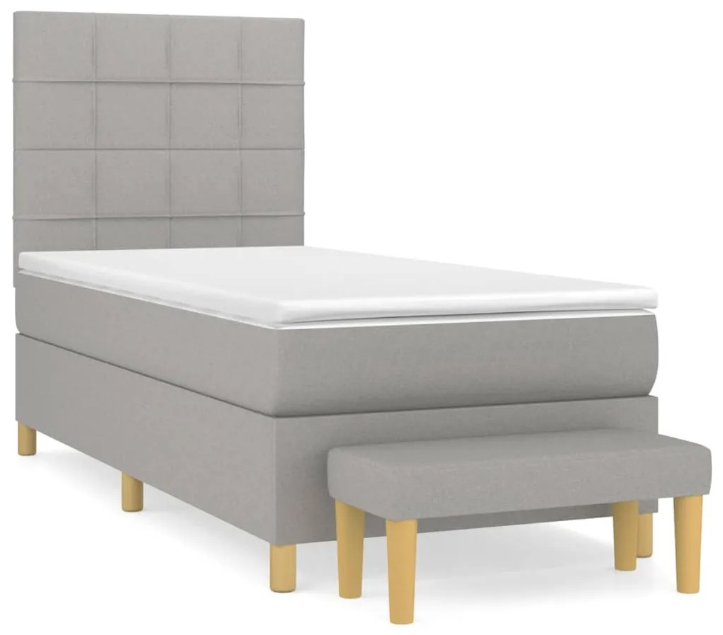 vidaXL Κρεβάτι Boxspring με Στρώμα Ανοιχτό Γκρι 80x200 εκ. Υφασμάτινο