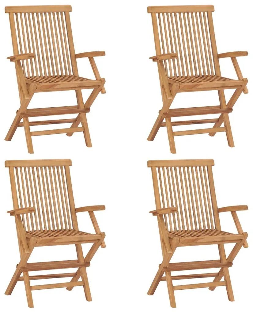 Καρέκλες Κήπου 4 τεμ. από Μασίφ Ξύλο Teak με Taupe Μαξιλάρια - Μπεζ-Γκρι
