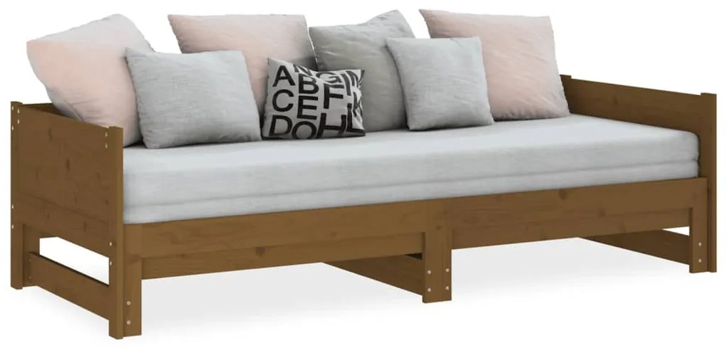 vidaXL Καναπές Κρεβάτι Συρόμενος Μελί 2x(90x190) εκ. από Μασίφ Πεύκο