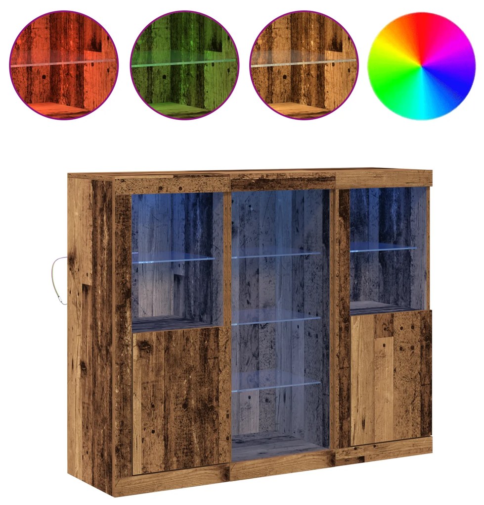 vidaXL Μπουφές με LED φώτα από Παλιό ξύλο 123x37x100 εκ. Επεξεργασμένο ξύλο