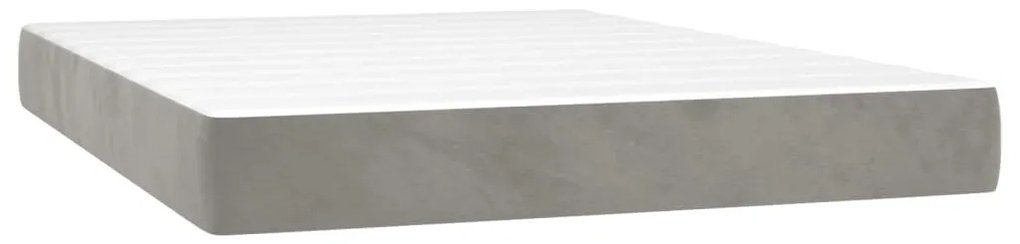 vidaXL Κρεβάτι Boxspring με Στρώμα&LED Αν. Γκρι 140x190 εκ. Βελούδινο