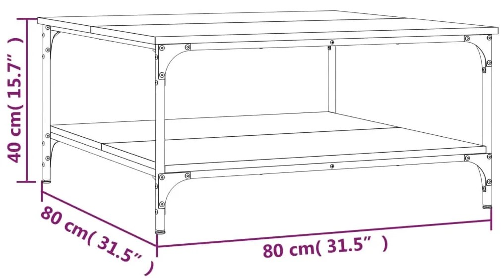 Τραπεζάκι Σαλονιού Γκρι Sonoma 80x80x40 εκ. Επεξεργασμένο Ξύλο - Γκρι