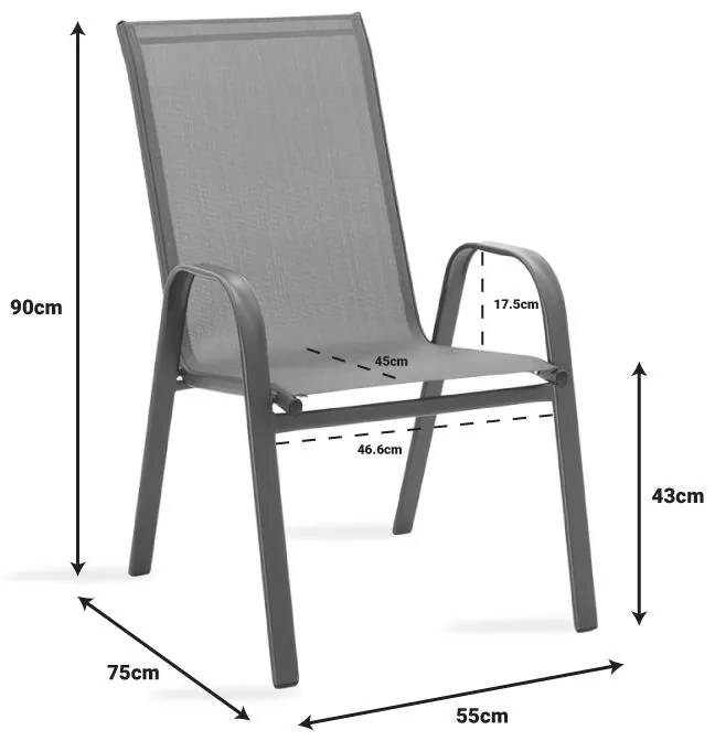 Πολυθρόνα Calan μέταλλο σκούρo καφέ-textilene καφέ 55x75x90 εκ.