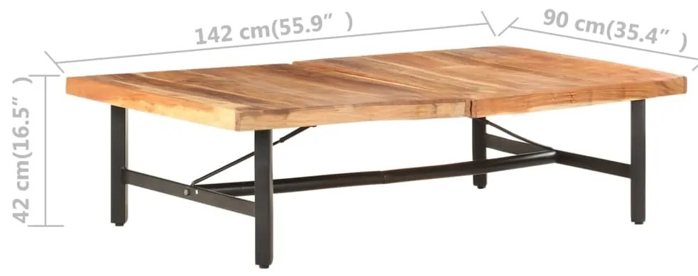 vidaXL Τραπεζάκι Σαλονιού 142 x 90 x 42 εκ. από Μασίφ Ξύλο Ακακίας