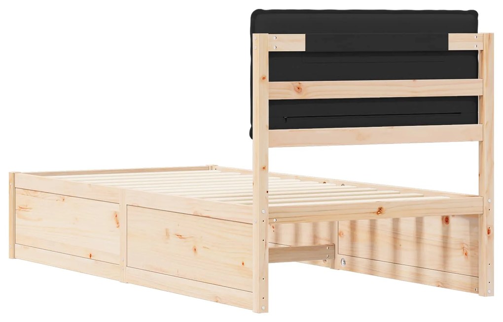 vidaXL Σκελετός Κρεβατιού με Επενδεδυμένο Κεφαλάρι Μαύρο 100 x 200 cm