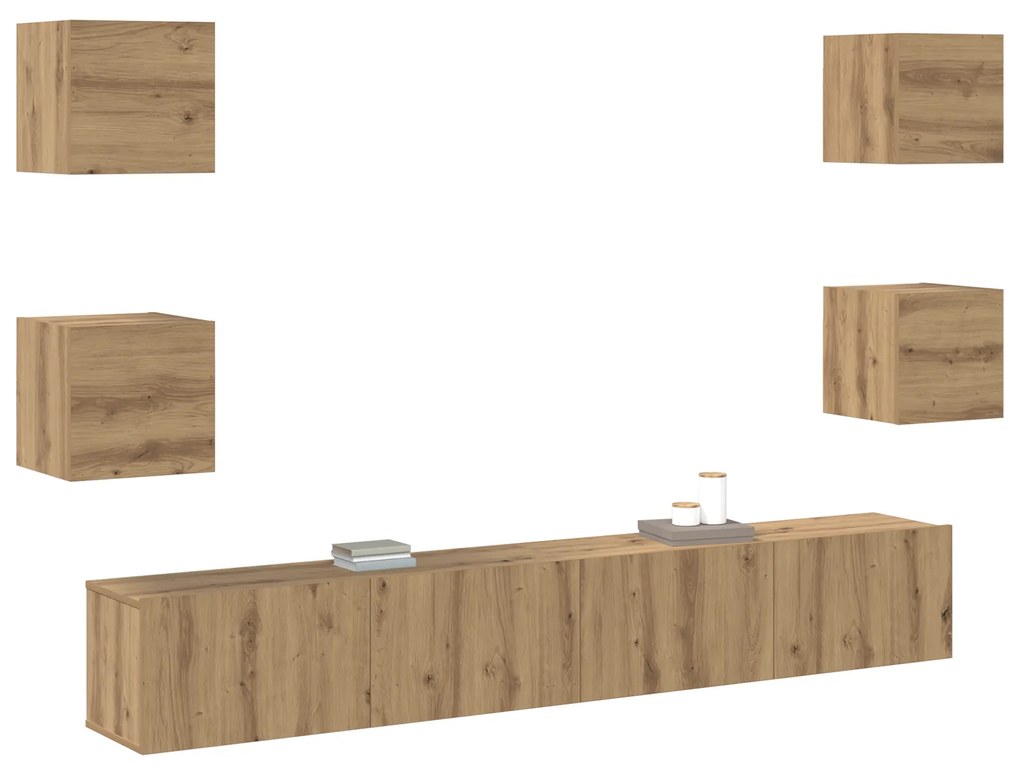 vidaXL Σετ επίπλου τηλεόρασης 6 pcs Καφέ 200 x 30 x 30 cm Μοριοσανίδα