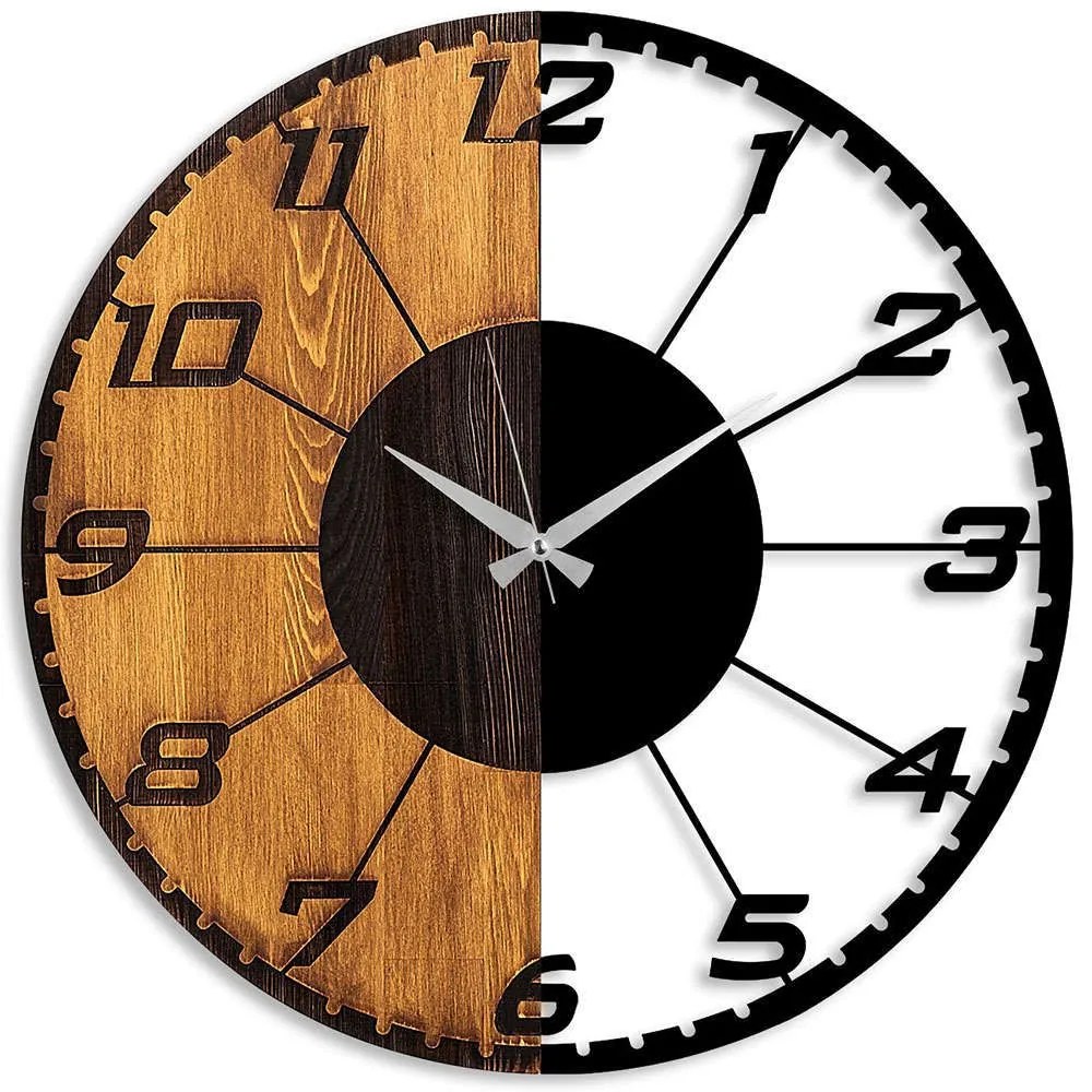 Ρολόι Τοίχου Linear 539TNL1143 56x3x56cm Walnut-Black Wallity Metal,Wood