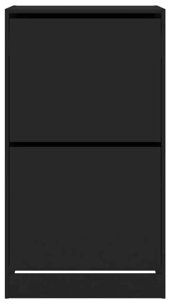 Παπουτσοθήκη με 2 Ανακλινόμενα Συρτάρια Μαύρη 60x42x108 εκ. - Μαύρο