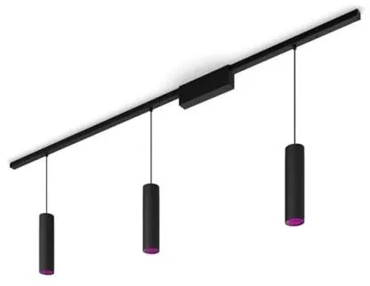 Έξυπνο Φωτιστικό Οροφής Ράγας Led Κιτ 171,5cm Τρία Σποτ Κρεμαστά RGBW Perifo Hue Philips Hue-929003117101-Μαύρο 929003117101