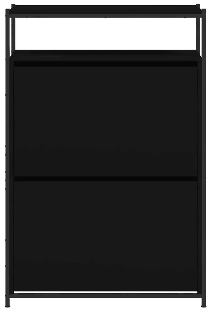 Παπουτσοθήκη Μαύρη 75x34x112 εκ. από Επεξεργασμένο Ξύλο - Μαύρο