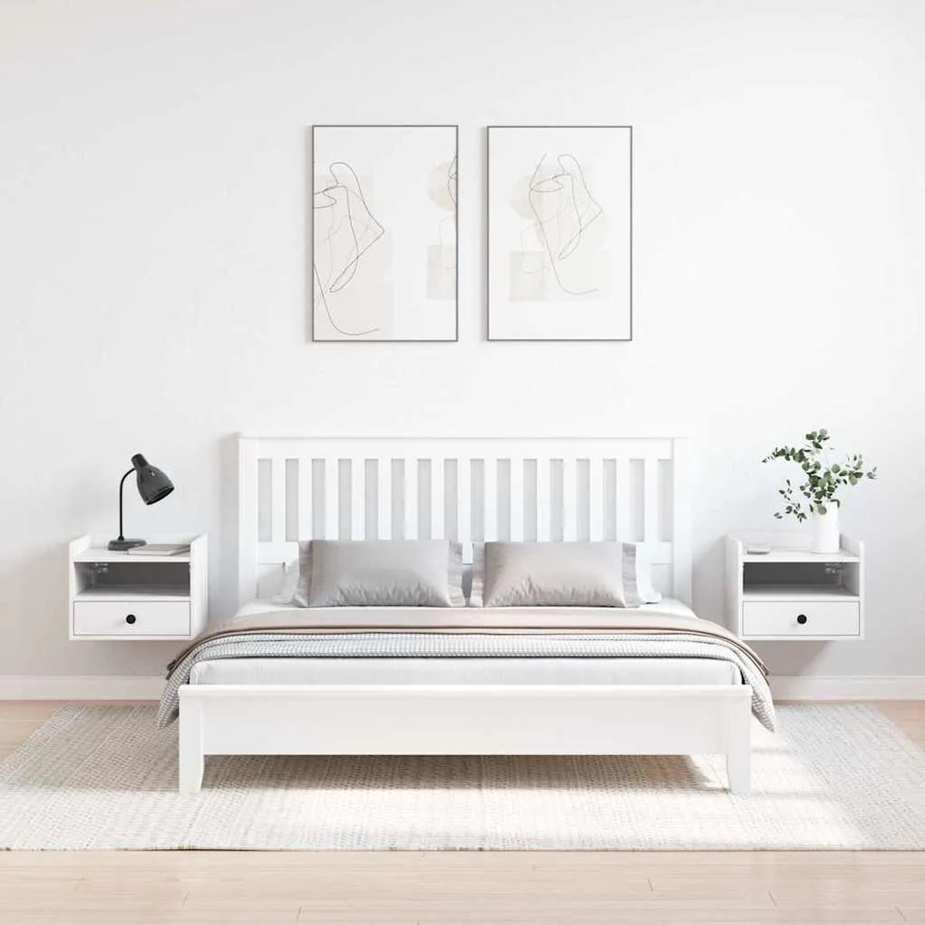 vidaXL Κομοδίνο 2 pcs Λευκό 38 x 36 x 29.5 εκ Μασίφ ξύλο πεύκου