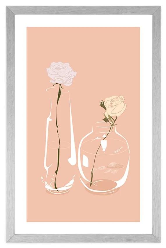 Αφίσα με παρπαστού Μινιμαλιστικά λουλούδι στο βάζο - 60x90 white