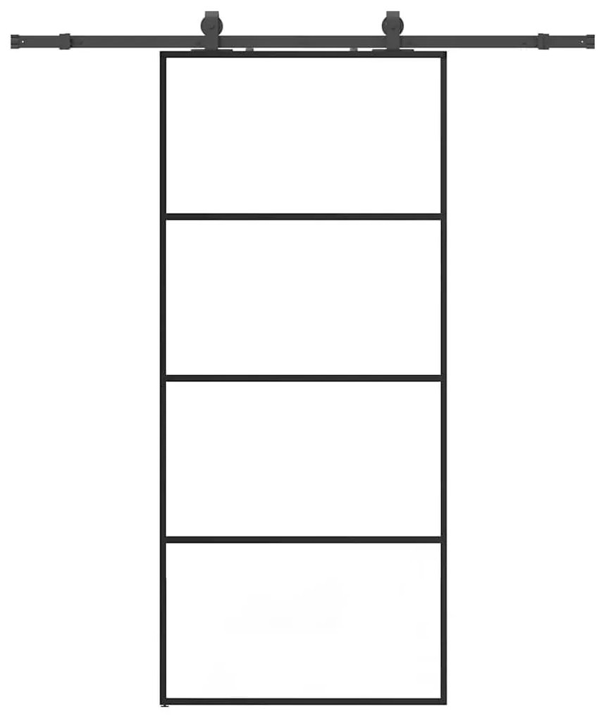 Συρόμενη Πόρτα με Μηχανισμό Μαύρο 90x205 εκ. Γυαλί ESG - Μαύρο