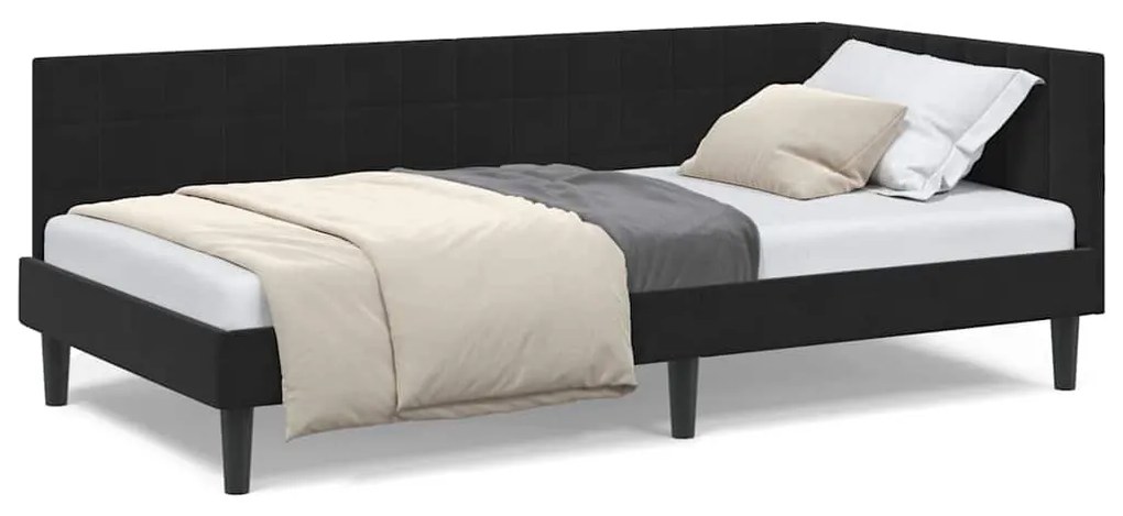 vidaXL Κρεβάτι Γωνίας με κεφαλάρι Μαύρο 100 x 200 cm Βελούδο