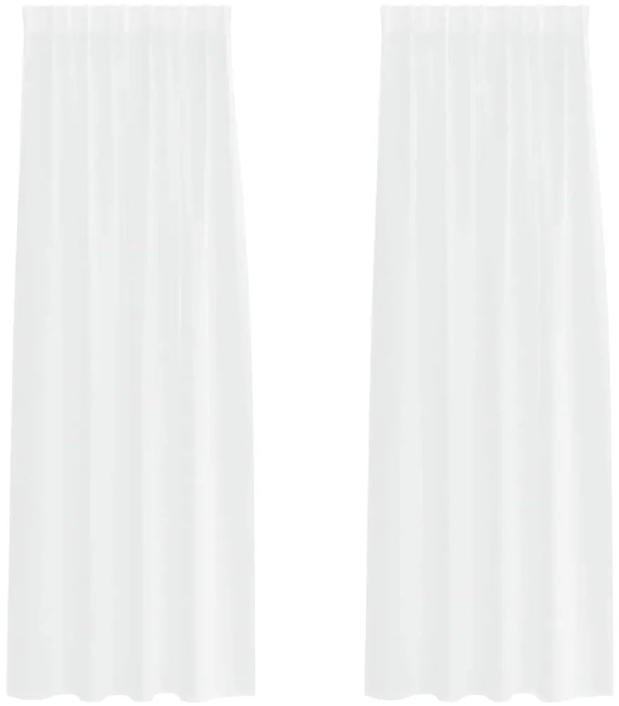 vidaXL Κουρτίνα βυσσινί 2 pcs Λευκό 260 x 140 εκ. Πολυεστέρας