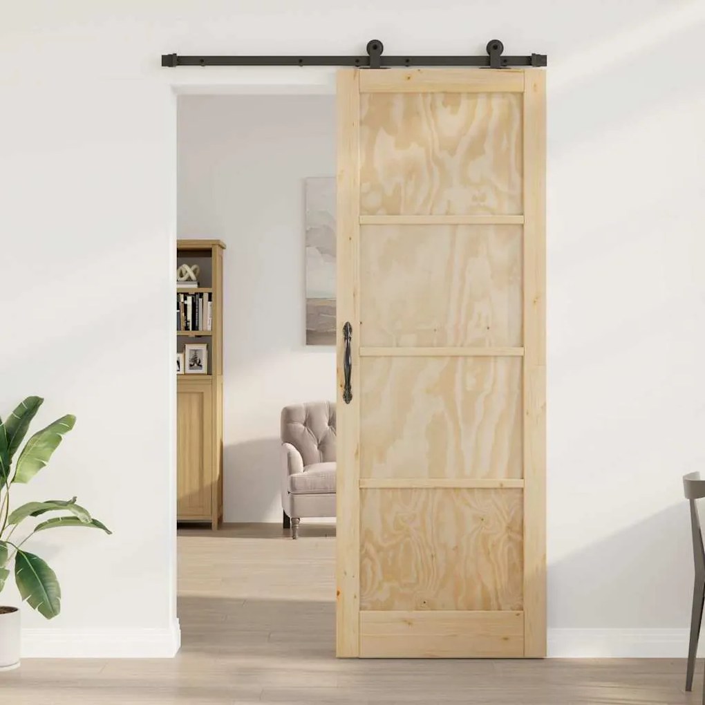 vidaXL Συρόμενη Πόρτα ORKDAL Φυσικό και μαύρο 83 x 232 εκ.