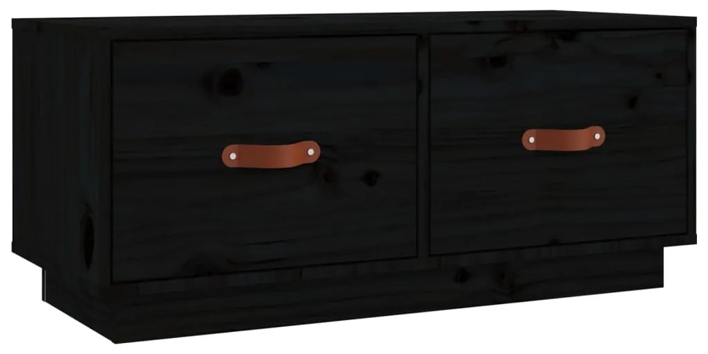 vidaXL Έπιπλο Τηλεόρασης Μαύρο 80x34x35 εκ. από Μασίφ Ξύλο Πεύκου