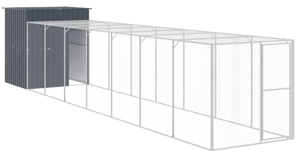 vidaXL Κοτέτσι με Περίβολο Ανθρακί 165x863x181 εκ. Γαλβαν. Χάλυβας