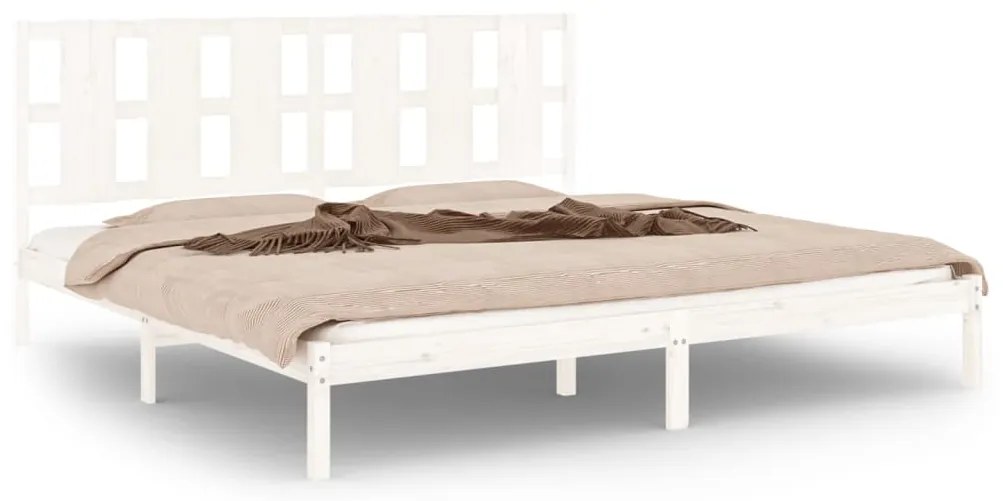 vidaXL Σκελετός Κρεβ. Χωρίς Στρώμα Λευκό 200x200 εκ Μασίφ Πεύκο