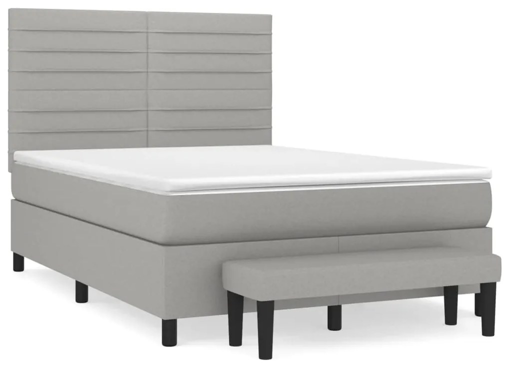 vidaXL Κρεβάτι Boxspring με Στρώμα Ανοιχτό Γκρι 140x190 εκ. Υφασμάτινο