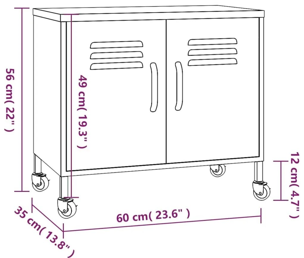 Ντουλάπι Αποθήκευσης Ροζ 60 x 35 x 56 εκ. από Ατσάλι - Ροζ